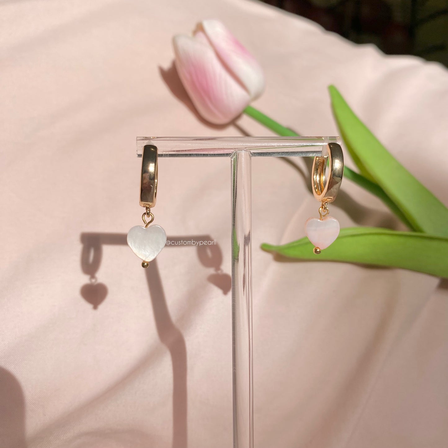 Aretes corazón concha nácar