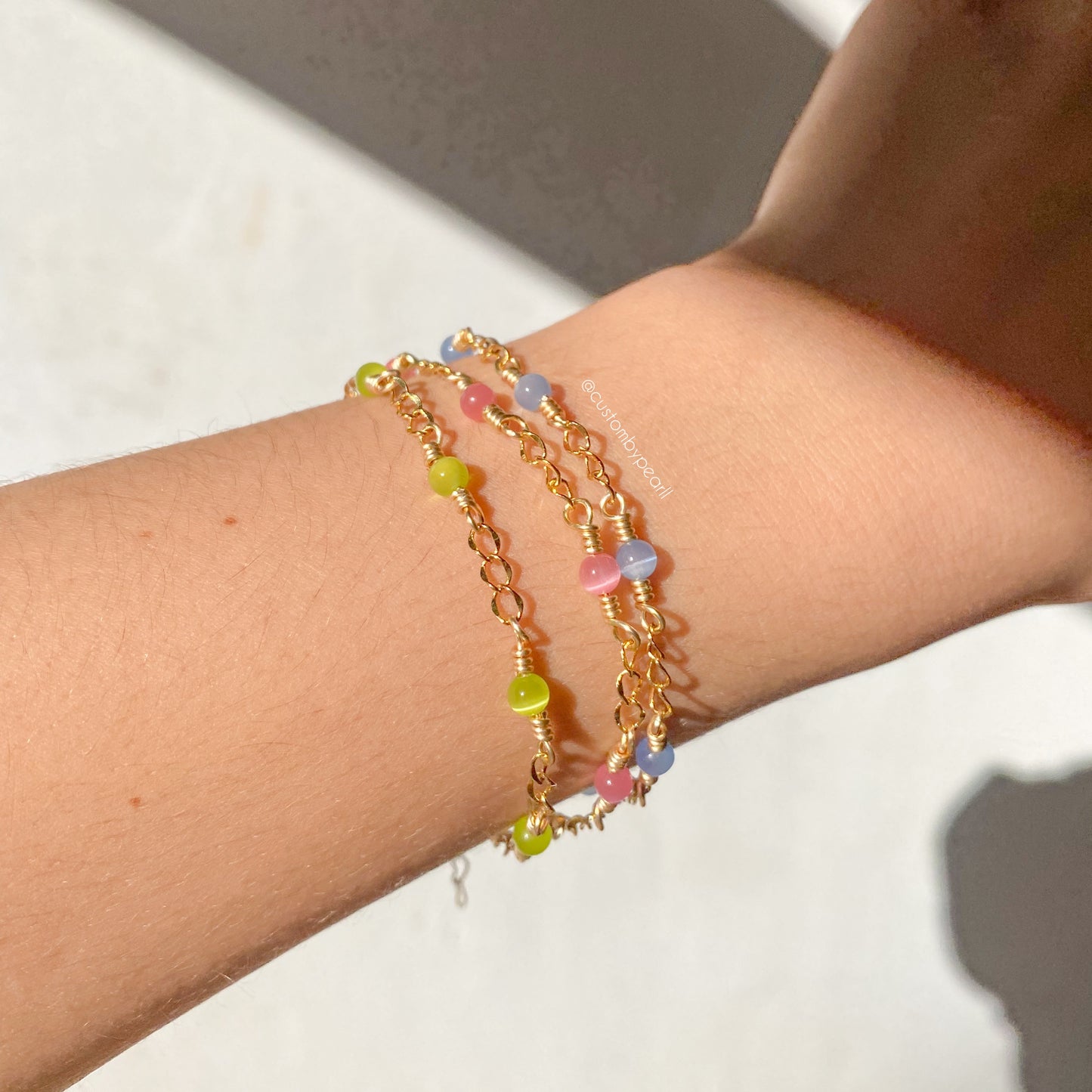 Pulsera ojo de gato y cadena