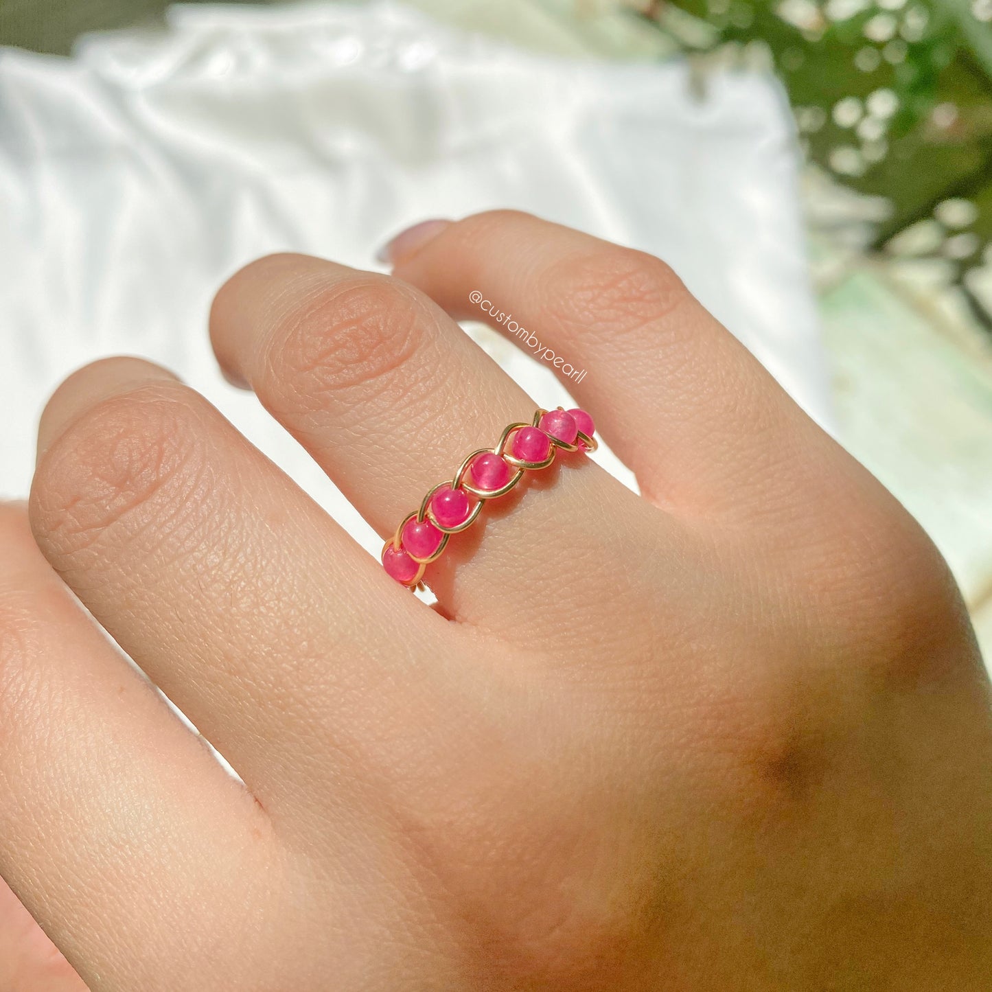 Anillo trenzado ágata rosa