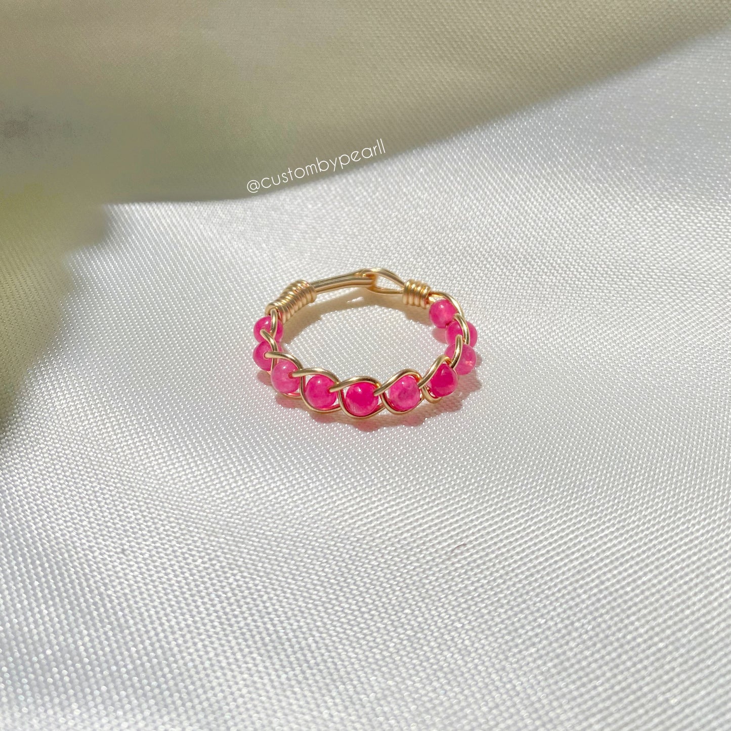 Anillo trenzado ágata rosa