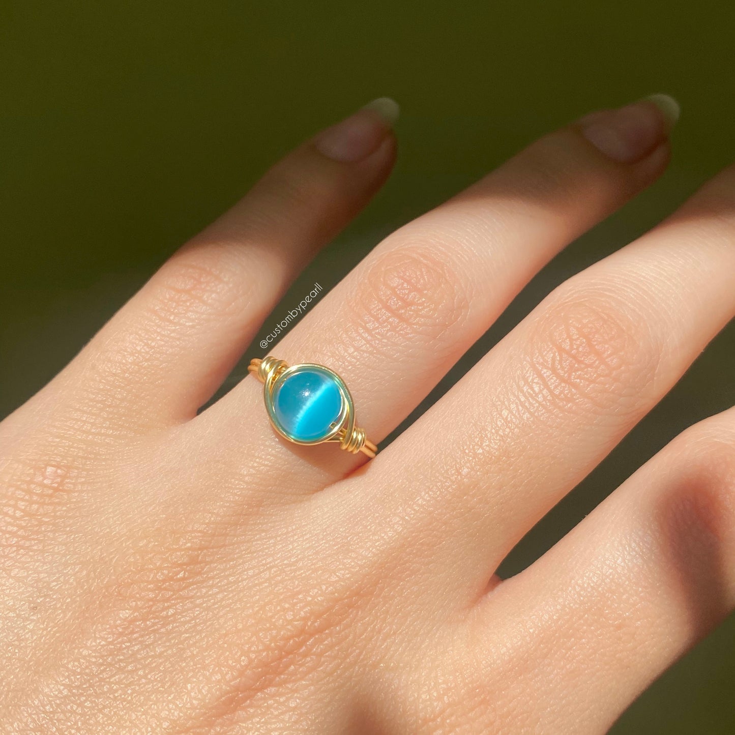 Anillo ojo de gato azul